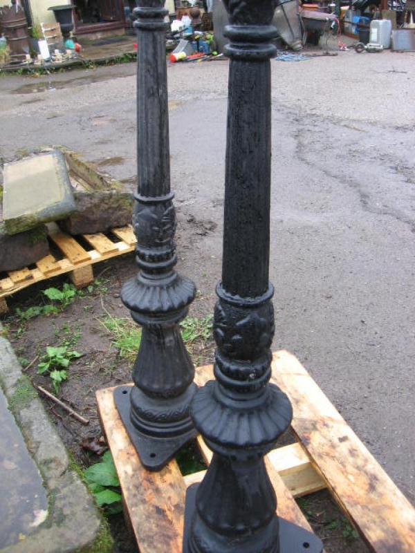 1 PAIR OF ORNATE MINI CAST IRON LAMP POSTS . for Sale J. Sharples