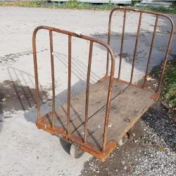 OLD VINTAGE INDUSTRAIL FACTORY TROLLEY ..
