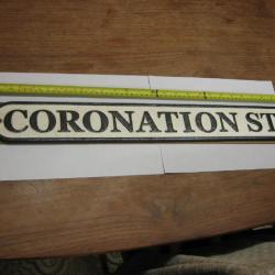CAST IRON CORONATION STREET SIGN APPROX 2FT WIDE.