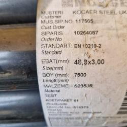 CIRCULAR STEEL TUBE 48.3MM X 3MM.... 7.5M LENGTHS