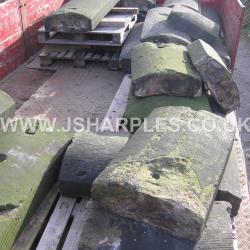 OLD ORIGINAL VERY HEAVY / VERY LARGE CURVED TOP STONE COPING STO .
