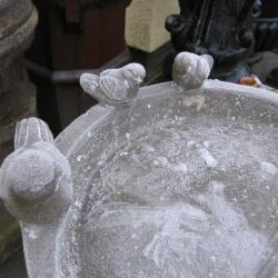 SOLID BIRD BATH GARDEN ORNAMENT WITH CHOICE OF SUN-DIALS.