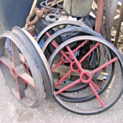4no OLD CAST IRON WHEELS .