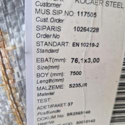 CIRCULAR STEEL TUBE 76.1MM X 3MM ..... 7.5M LENGTHS