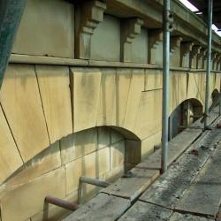 OLD SAND STONE FACADE / FRONT OF CINEMA .