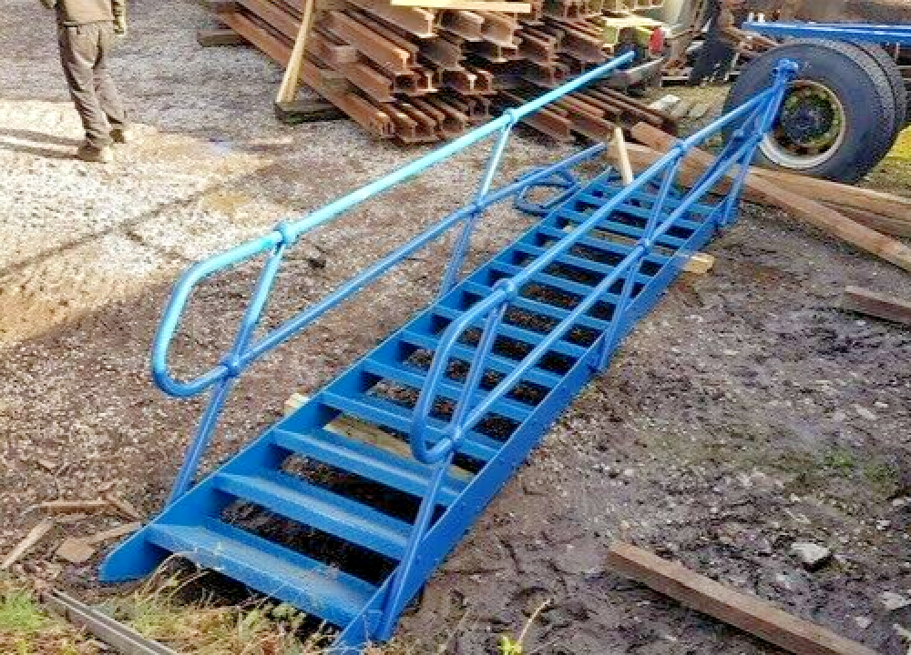 USED STEEL STAIRCASE C/W HANDRAILS . for Sale J. Sharples